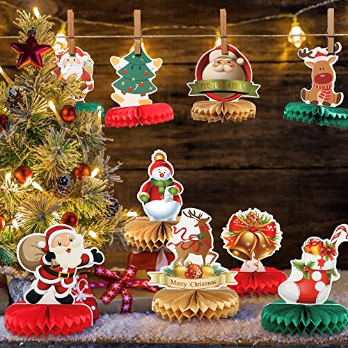 9 Pcs Christmas Table Decorations, Honeycomb Christmas Centerpieces Holiday Decor