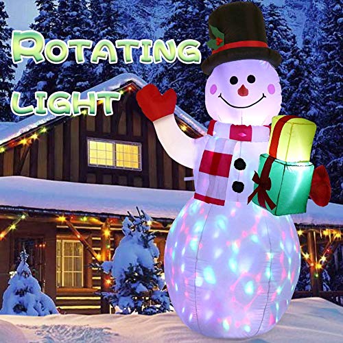 5FT Christmas Inflatables Outdoor Decorations, Inflatable Snowman Blow Up Yard Decorations with Rotating LED