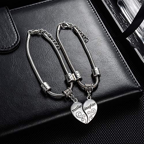 2PCs Matching Heart Mother Daughter Bracelets