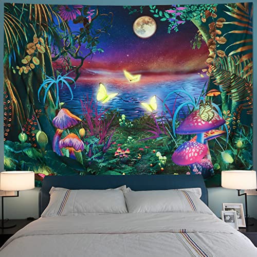 Extra Large Blacklight Fantasy Forest Tapestry