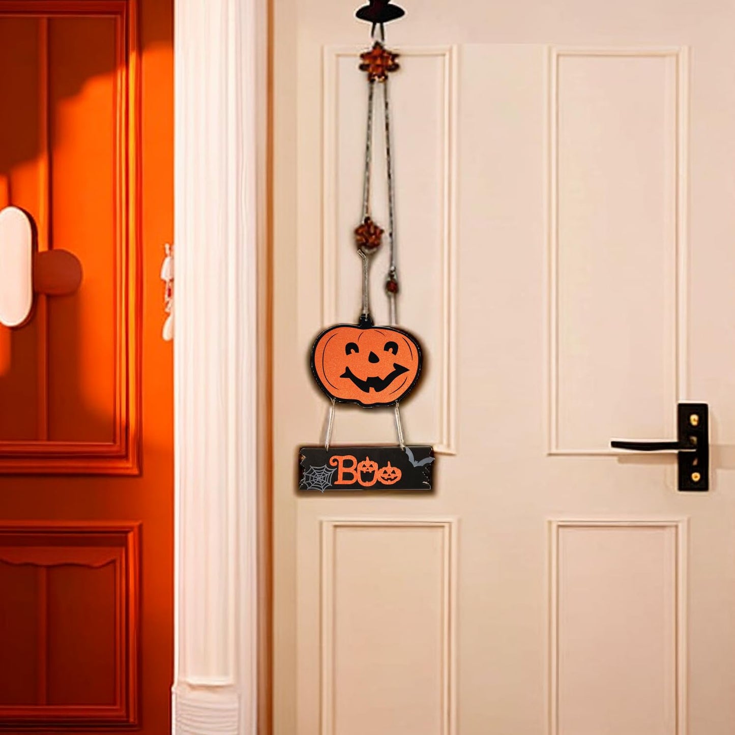 Happy Halloween Pumpkin Hanging Sign -Welcome Sign Halloween Front Door Sign Pumpkin Decoration