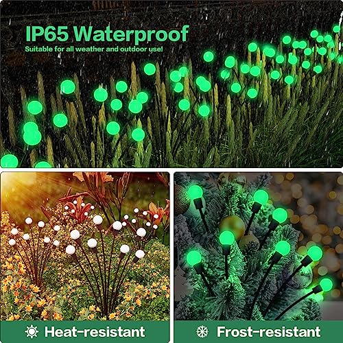 16LED Wind Dance Green Swaying Firefly Lights with Halloween  Outdoor Waterproof Solar Garden Lights