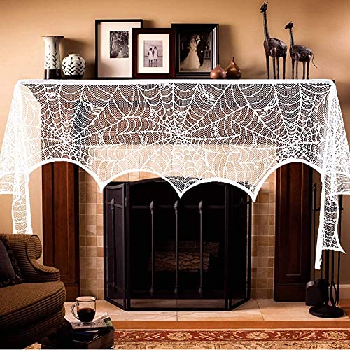 Halloween Decoration  Lace Spiderweb Fireplace Mantle Cover