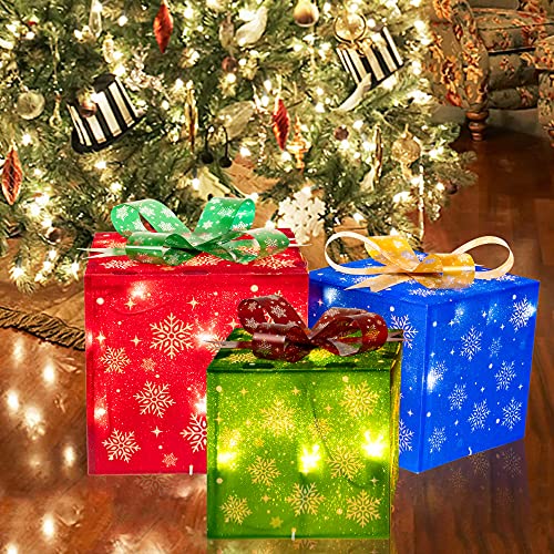 Set of 3 50 LED Christmas Lighted Gift Boxes Decoration