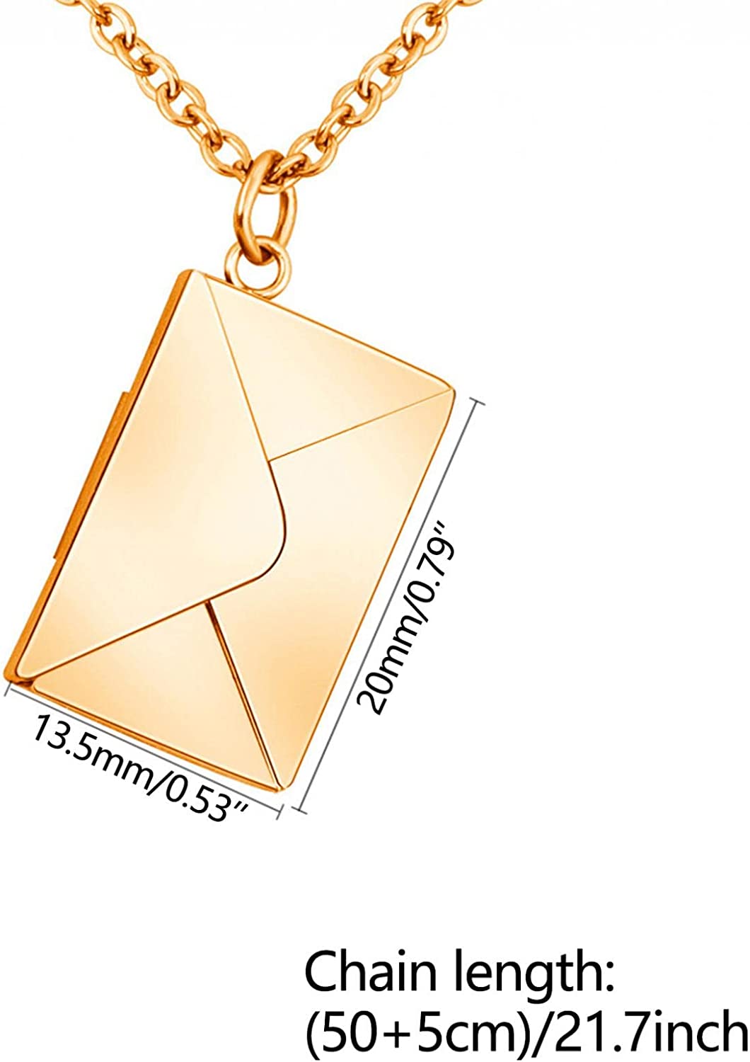 Confession Love You Envelope Necklace, Ladies Fashion Envelope Pendant, Rose Gold