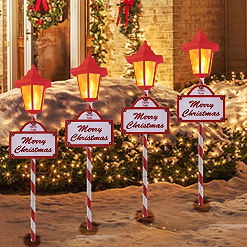 4 Pack Solar Candy Christmas Pathway Lights