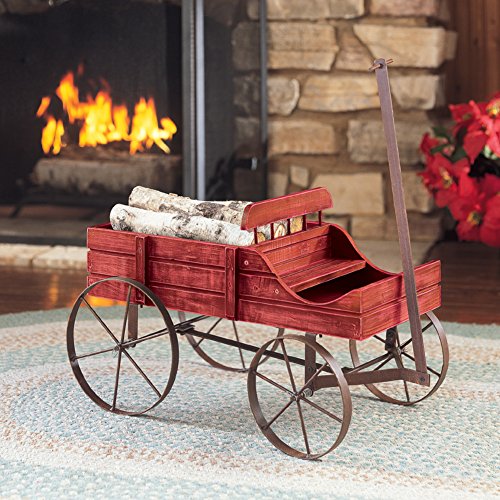 Wagon Decorative Garden Backyard Planter, Red