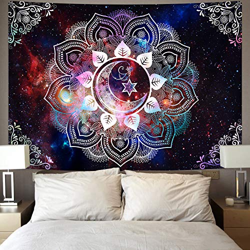 Moon Star Celestial Galaxy Starry Psychedelic Trippy Hippie Boho Mandala Tapestry