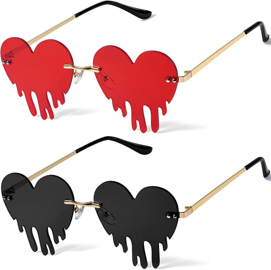 Drippy Melting Heart Shaped Sunglasses for Women and Men