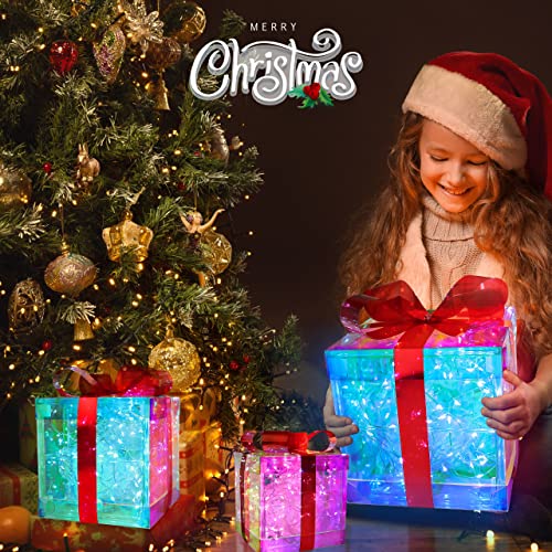 Set of 3 DIY Colorful Plug-in Christmas Lighted Gift Boxes