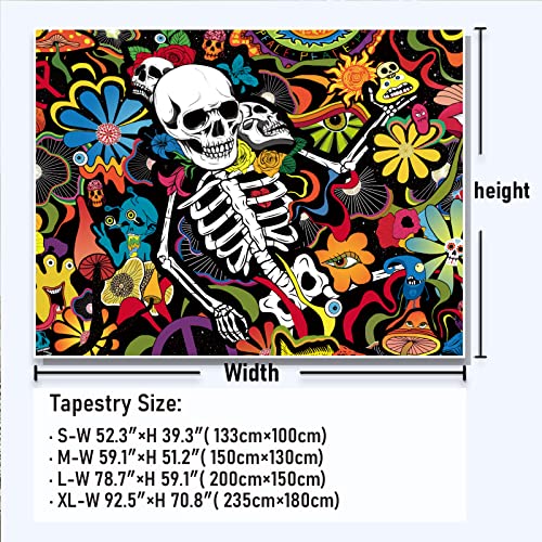 Skull Trippy Skeleton Tapestry for Wall Decoration