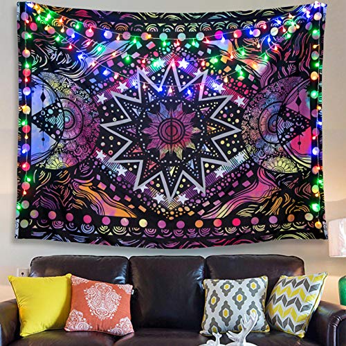 Sun and Moon Tapestry Wall Hanging for Bedroom Living Room Dorm (Orange, 30'' × 40'')