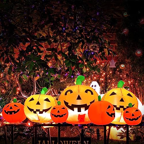 Halloween Inflatable Skull Face Spider Scary Creepy, Blow Up Spider with Built-in LED