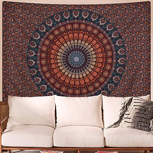 Bohemian Mandala Psychedelic Peacock Boho Tapestry