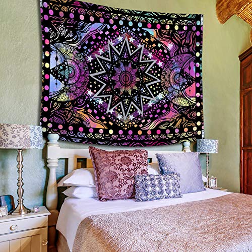 Sun and Moon Tapestry Wall Hanging for Bedroom Living Room Dorm (Orange, 30'' × 40'')