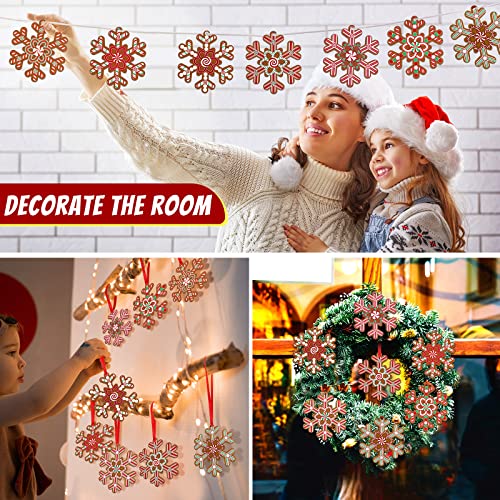 32" Wood 24 Pcs Christmas Snowflake Ornaments