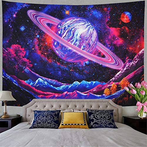 Galaxy Trippy Planet Tapestry Psychedelic Mountain Wall Home Decoration (59.1"x51.2")