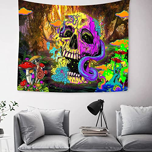 Skull Witchy Tapestry Trippy Mushroom Tapestry Wall Hanging