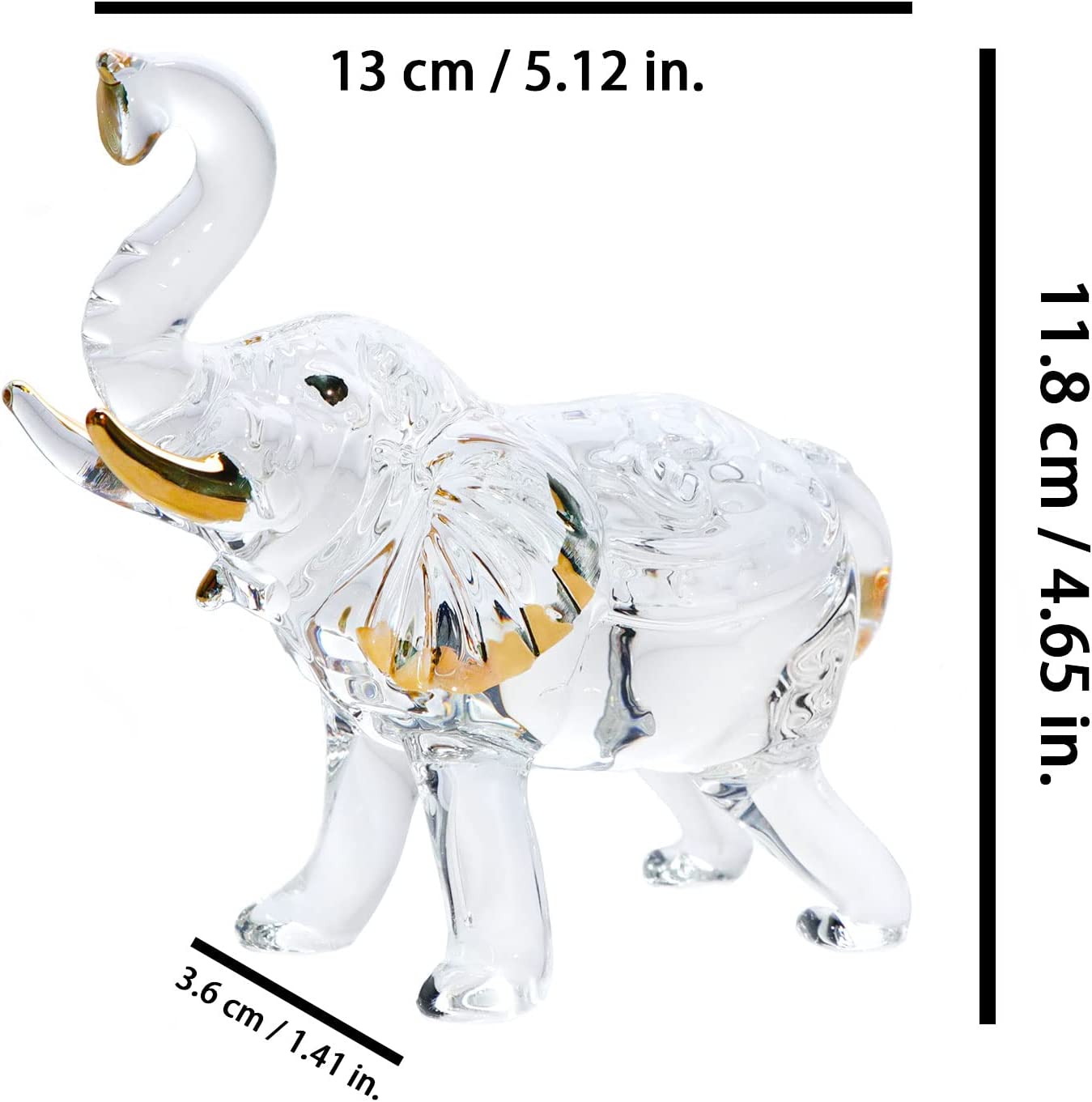 Handmade Crystal Elephant Figurine for Home Decoration