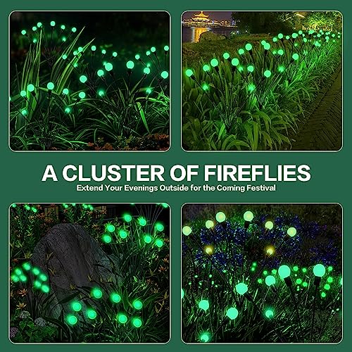 16LED Wind Dance Green Swaying Firefly Lights with Halloween  Outdoor Waterproof Solar Garden Lights