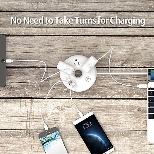 15" Portable Charging Station 3 USB w/o Surge Protector Short Extension Cord