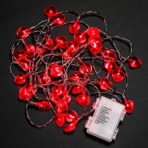 14.5ft 40LED Valentines Day Decorations String Lights, Heart Shape