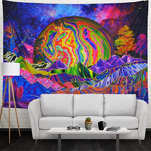 Psychedelic Mountain Galaxy Space Tapestry Colorful Trees Wall Decoration 59.1x51.2"