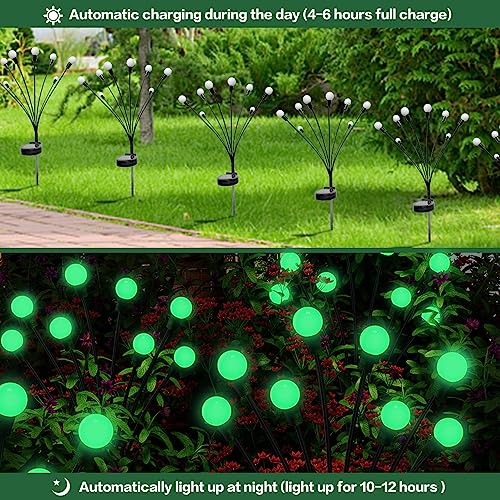 16LED Wind Dance Green Swaying Firefly Lights with Halloween  Outdoor Waterproof Solar Garden Lights