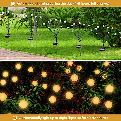 16LED Wind Dance Green Swaying Firefly Lights with Halloween  Outdoor Waterproof Solar Garden Lights