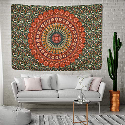 Bohemian Mandala Psychedelic Peacock Boho Tapestry