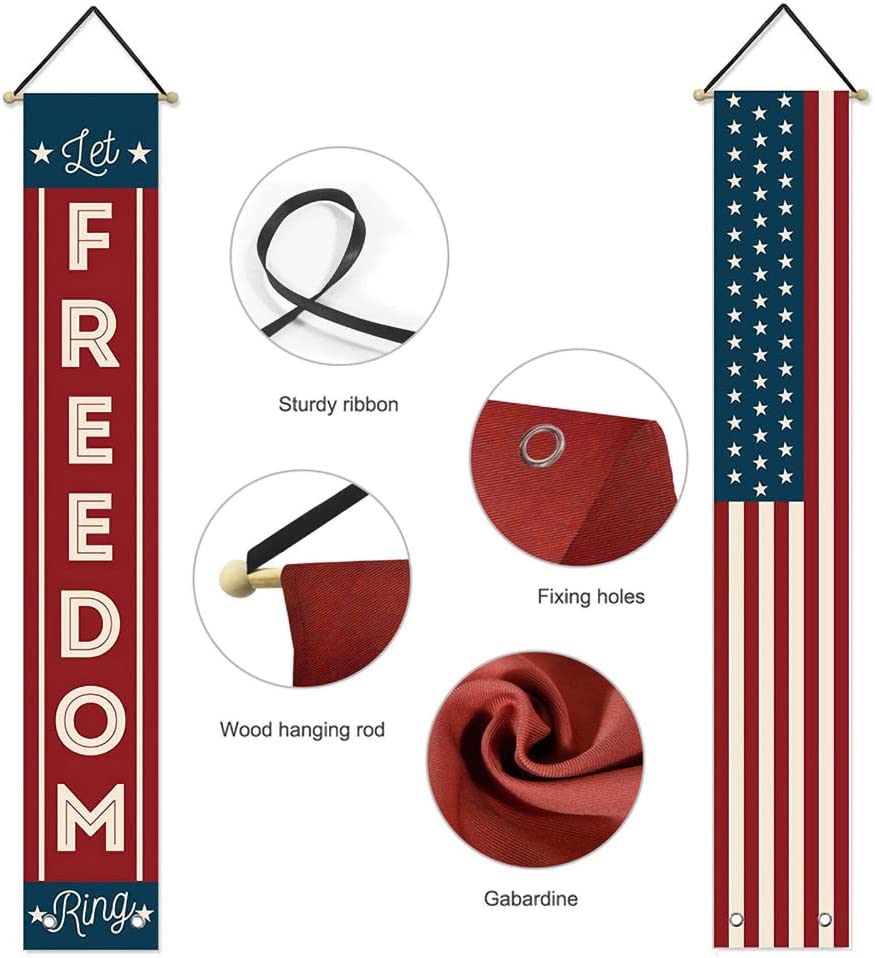 Patriotic Decorations for 4th of July Decor, Hanging American Flag-Red White Blue