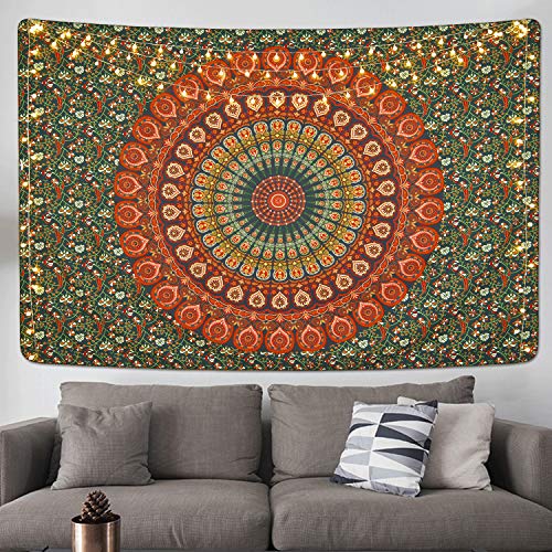 Bohemian Mandala Psychedelic Peacock Boho Tapestry