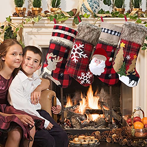 Christmas Stockings Buffalo Red Plaid w/ Soft Faux Fur