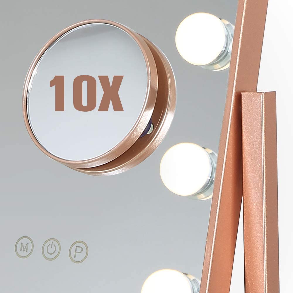 Rose Gold Large Lighted Makeup Mirror -Smart Touch Control