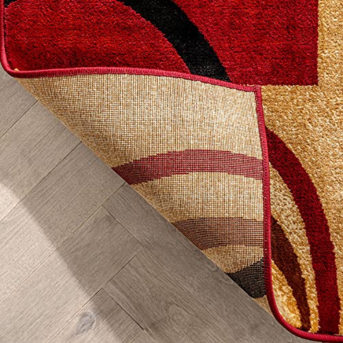 Rings Red Geometric Modern Casual Area Rug 3x5 4x6 ( 3'11" x 5'3" ) Easy to Clean Stain Fade Resistant