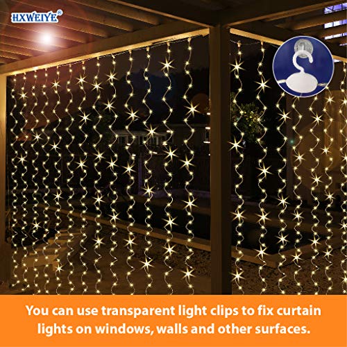 300 LED Fairy Curtain Lights with Remote 8 Modes Timer for Bedroom, 9.8x9.8Ft USB Plug in Adapter