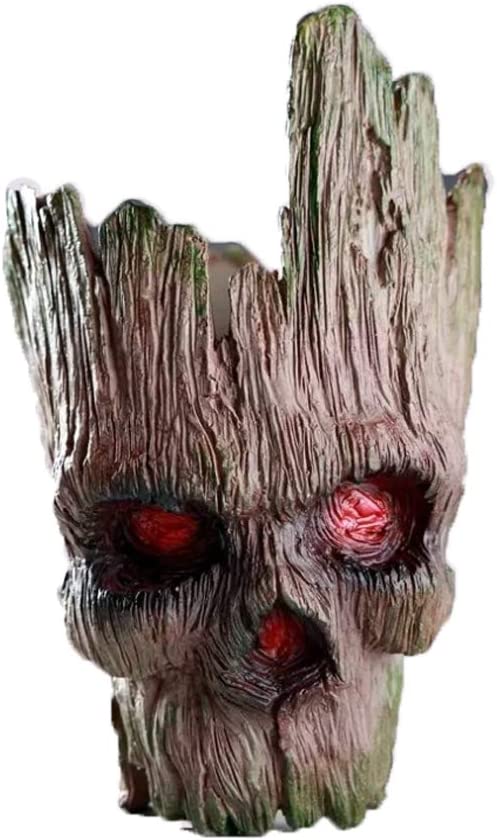 Skull Flower Pot/Treeman Pen & Brush Holder  (Brown)