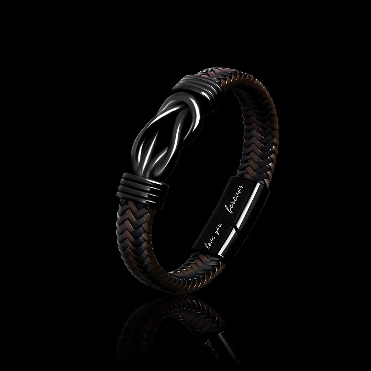 To my Dad Black Braided Leather Bracelet Gift For Dad Stainless Steel Clasp 9inch