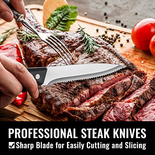 48-Piece Stainless Steel Silverware Set w/ Steak Knives for 8