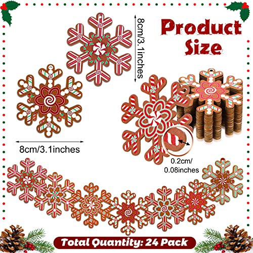 32" Wood 24 Pcs Christmas Snowflake Ornaments