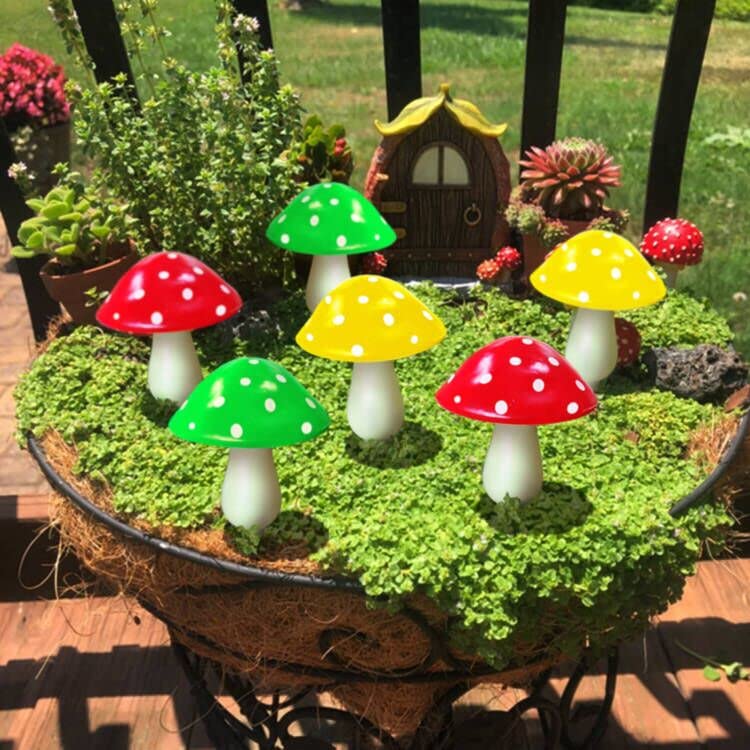 Set of 6 Solar Mushroom Lights Garden Outdoor Decoration