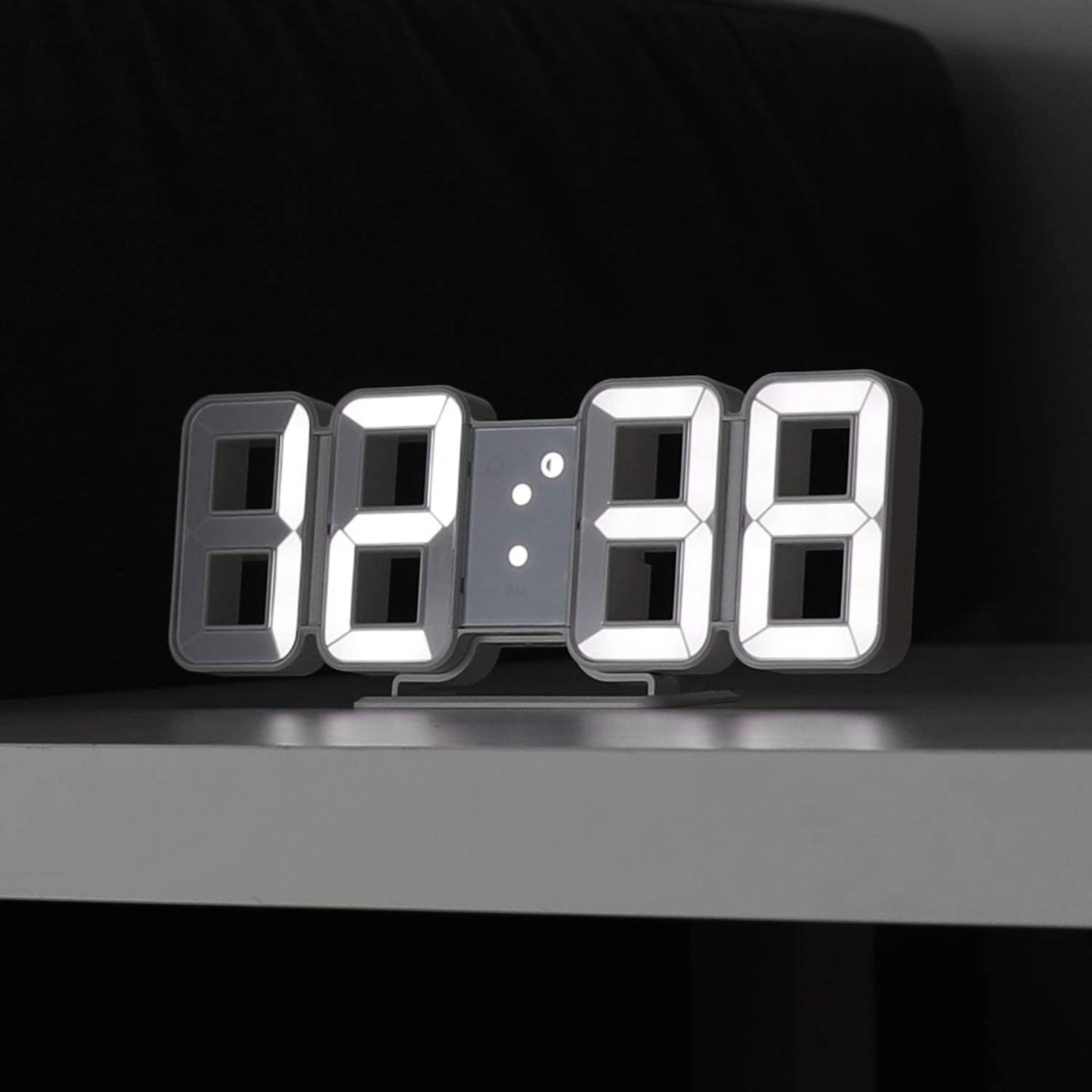 Pure Mini White 3D LED Clock, Multi-Function LED Clock (Calendar, Alarm, Temperature)