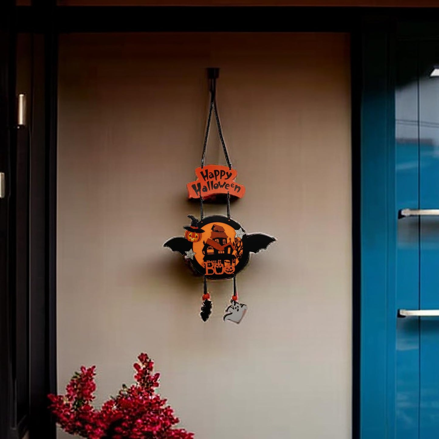 Happy Halloween Pumpkin Hanging Sign -Welcome Sign Halloween Front Door Sign Pumpkin Decoration