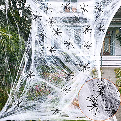 Spider Webs Halloween Decorations With 80 Spiders Fake Spider Web Spooky Cobwebs Halloween Decorations