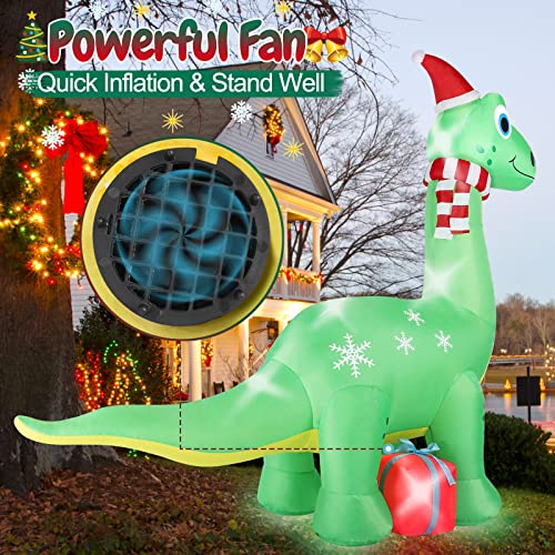 6FT Brachiosaurus Dinosaur Christmas Inflatables Decoration w/ LED