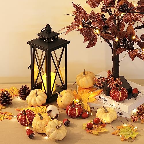 Pumpkin Decor Set, 23 PCS Fall Harvest Decorations Including Mini Pumpkins, Acorns, Pinecones, Berries, Maple Leaves