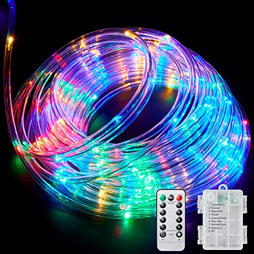 40ft Color Changing Lights String Lights, Battery Powered Light Strip, 8 Modes Hanging Fairy Lights with Remote