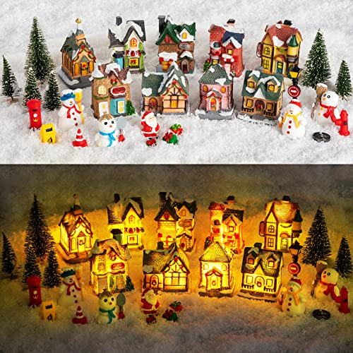 30 Pcs Christmas Light Up Village Houses LED Lights Christmas Town Scene