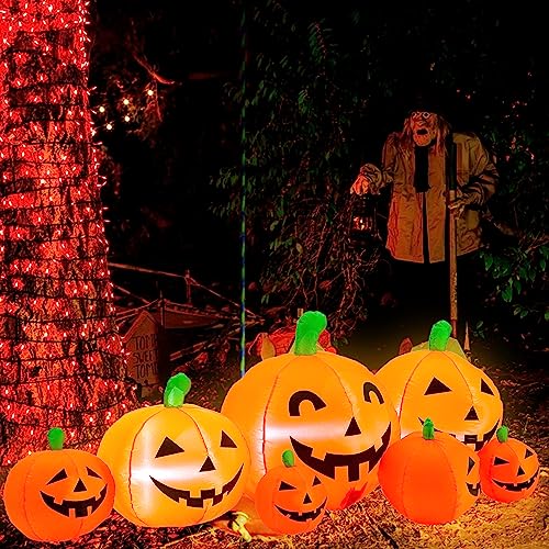 Halloween Inflatable Skull Face Spider Scary Creepy, Blow Up Spider with Built-in LED