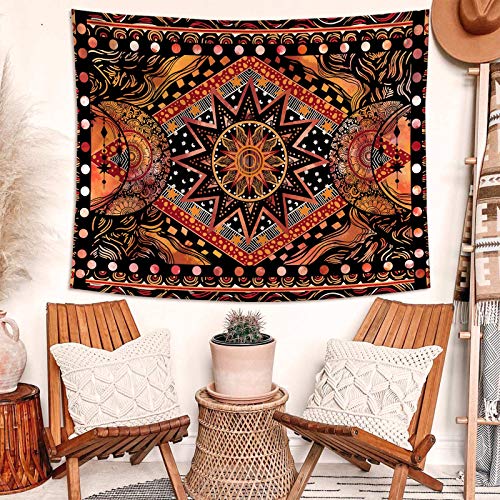 Sun and Moon Tapestry Wall Hanging for Bedroom Living Room Dorm (Orange, 30'' × 40'')